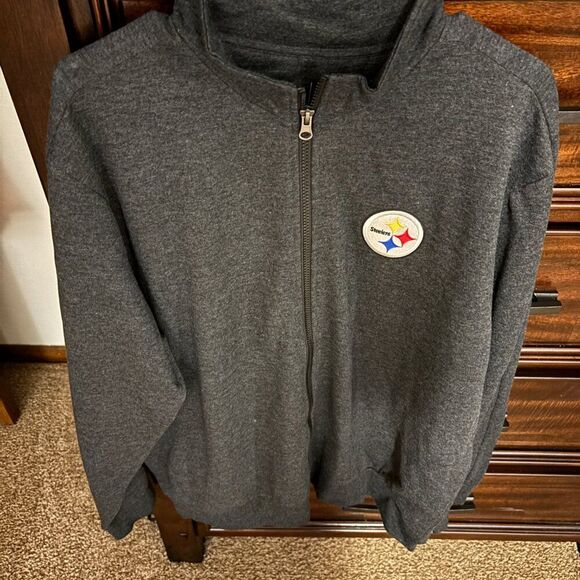 Pittsburgh Steelers Antigua Action Full-Zip Jacket - Heather Black XL - Picture 2 of 4